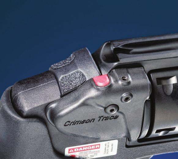 Please see individual specs for details on page 18. Crimson Trace integrated laser models. Ambidextrous laser controls. Adjust laser without any disassembly of the fi rearm.