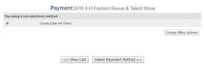 A Payment screen will appear, and you will see a filled dot beside the check option.