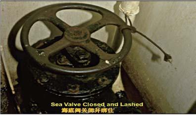Figure 5.5.6 Sea valve closed and lashed 5.5.7 Procedures are to be provided for the operation of pump room sea valves to prevent pollution from leakage of cargo pump room sea valves.