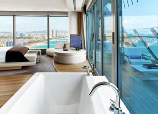 W BARCELONA Available for Premier and Legend Packages W Barcelona showcases panoramic city and sea views and provides a contemporary