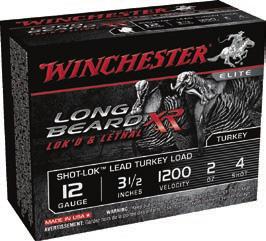 Most innovative turkey load featuring Shot-Lok Technology Twice the number of pellets in a 10" circle out to 60 yards 10% greater penetration over standard lead beyond 50 yards Devastating terminal