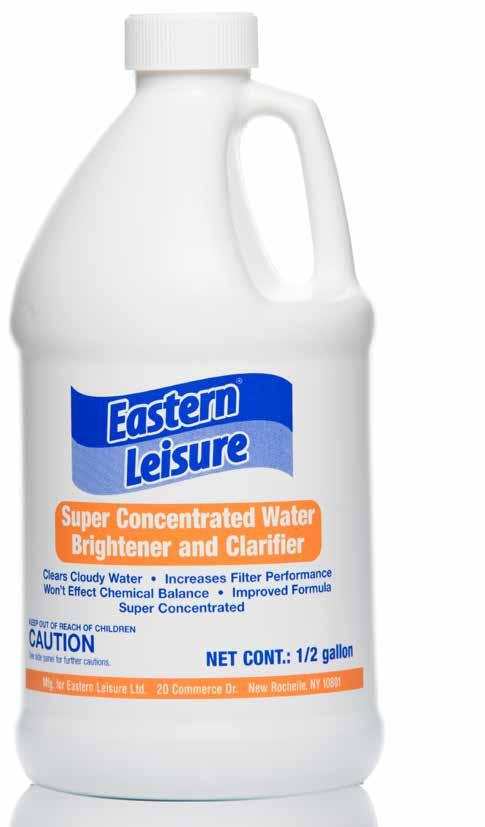 Clarifiers & Specialty Eastern Leisure has a number of clarifiers and specialty chemicals that are a must for a well maintained pool or spa.
