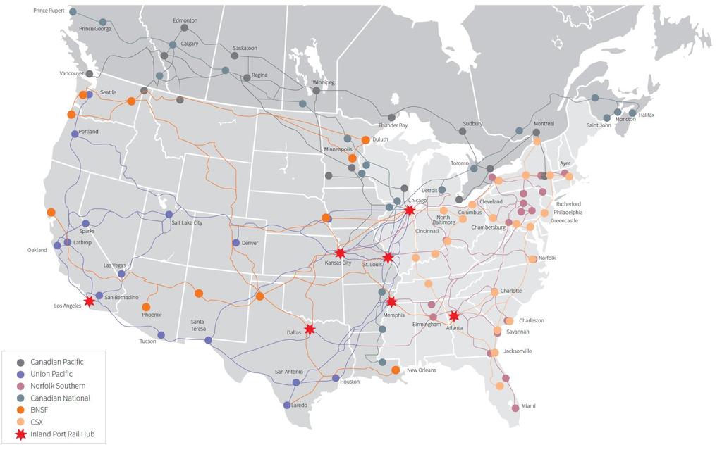 Inland hubs are becoming more numerous Four Kinds of Inland Hubs: DC clusters, e.g., Inland Empire Railyards, e.g., Logistics Park Kansas City Private sector developments, e.