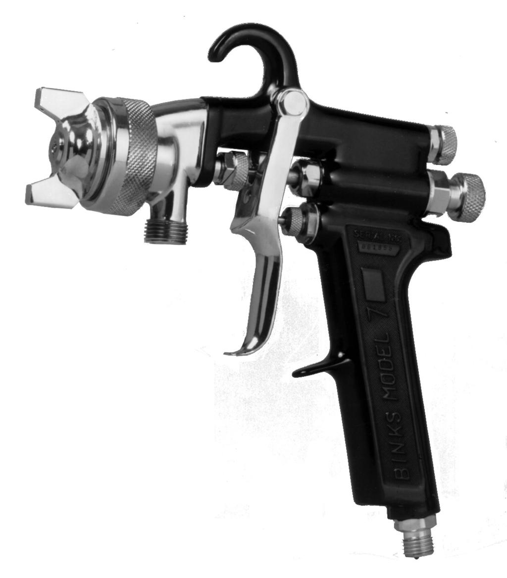 SERVICE MANUAL EN BINKS MODEL 7 SPRAY GUN (6100-XXXX-X) Your new Binks spray gun is exceptionally rugged in construction, and is built to stand up under hard, continuous use.
