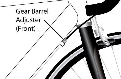 Mountain bikes: one barrel adjuster is located by the rear derailleur, and the other barrel adjuster is located at the other end of the same cable by the shifter. (See Figure 27.