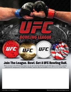 Flyer 2015 TIMELINE UFC BOWLING LEAGUE February February (mid) March April May May August DCO (TBD) Leading Edge Promotions ships display ball and marketing kit to field.
