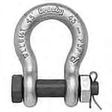 Rigging Hardware Crosby G-209 Screw Pin Anchor Shackles Forged - Quenched and Tempered, with alloy pins Fatigue rated Meets or exceeds all requirements of ASME B3026 Item ID Size WLL (tons) Weight
