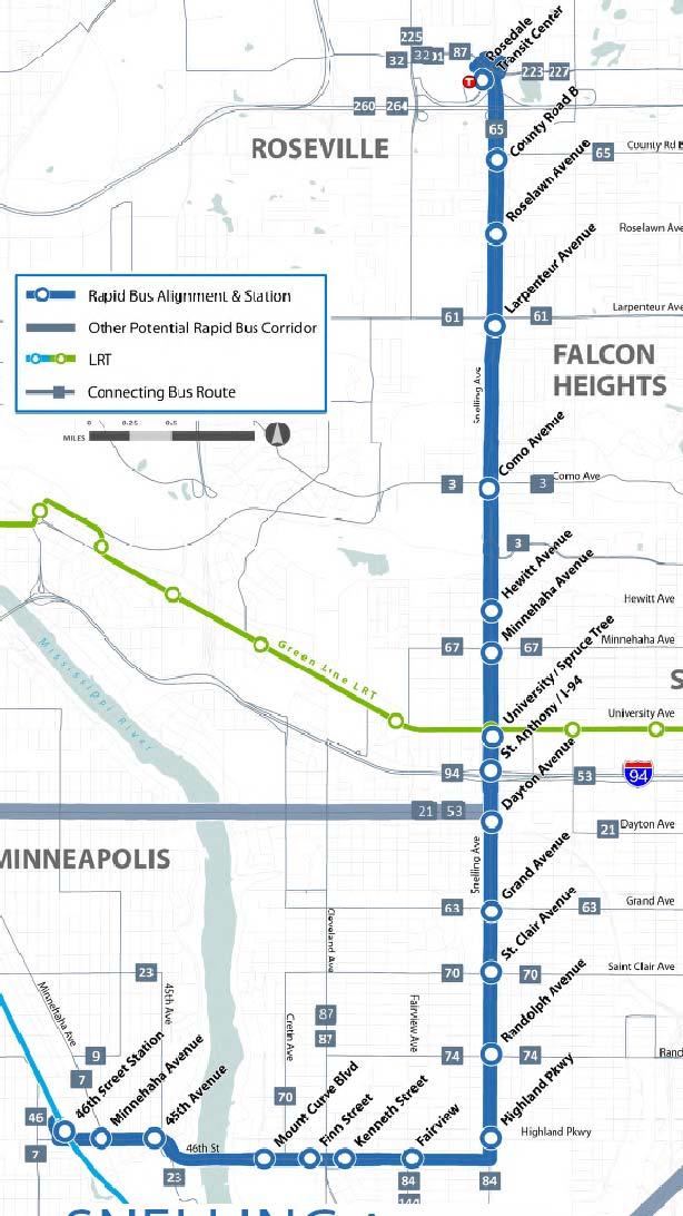 Snelling Avenue Rapid Bus Corridor 9.7 miles, 21 stations, 9 peak buses $26.8 million capital cost (2011$) +$2.7M/annual service cost +$1.