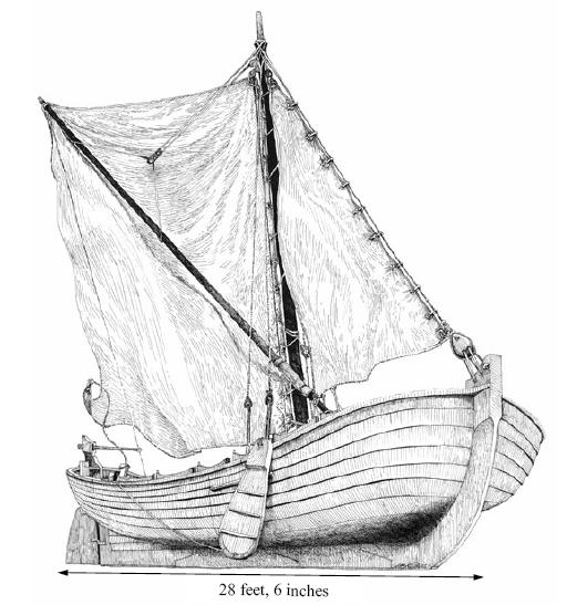 The Shallop Small stoutly built boat capable of being powered by oars or sails 25 to 45 feet in length One or two masts Could