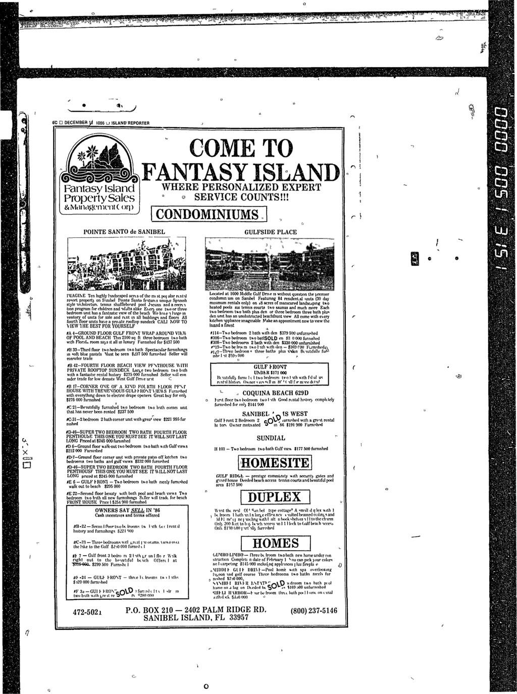 Ott J EC D DECEMBER ]^ 1886 u ISLAND-REPORTER #t COME TO vojwlfantasy ISLAND Fantasy Island WHERE PERSONALIZED EXPERT PropertySales * SERVICE COUNTS!