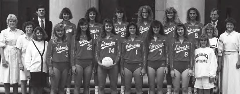 Janet Kruse, second team Eileen Shannon, second team All-Big Eight Janet Kruse, Val Novak, Eileen Shannon, Virginia Stahr, 1989 Big Eight Champion Huskers - (Back row from left): Assistant Coach