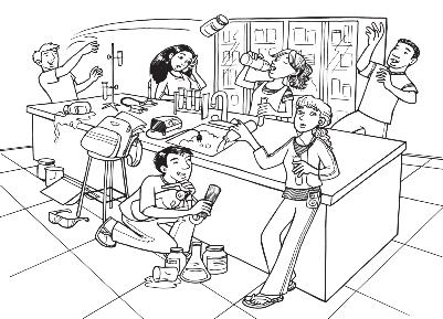 Name Date Interpreting Illustrations Section 1.1 Use with textbook pages 8 15. What is wrong with this picture? There are many unsafe situations in the science lab shown below.