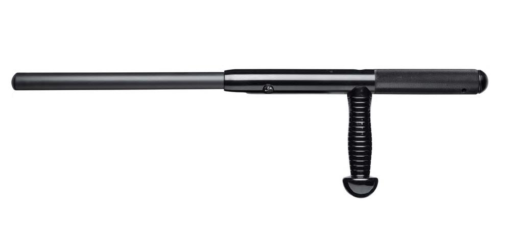 PR-24 SIDE-HANDLE BATONS BLACK POWDER COAT FINISH TRUMBULL STOP HANDLE keeps the baton in your hand and increases baton retention and subjectcontrol holds POSITIVE LOCKING TECHNOLOGY When the pin