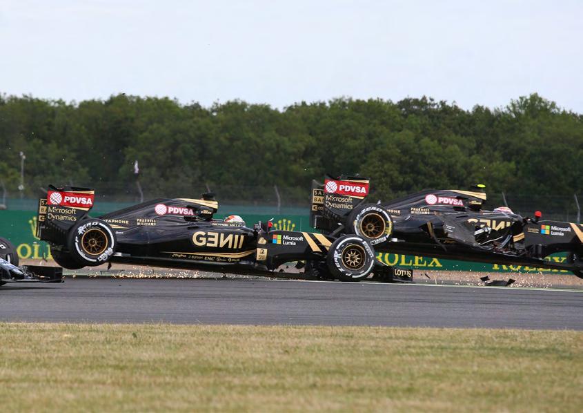 For the second time this season, both Lotus drivers were eliminated on the opening lap.