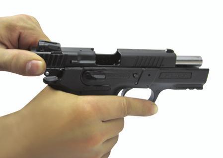 See Fig 13 TO LOAD THE CHAMBER: MAKE SURE YOUR FINGERS ARE OFF THE TRIGGER AND AWAY FROM THE TRIGGER GUARD 1) With the gun pointed in a safe direction.