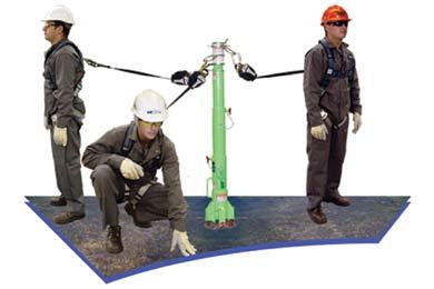 They can rotate 360 degrees, offering complete freedom of movement for up to 3 workers with self retracting lifelines.