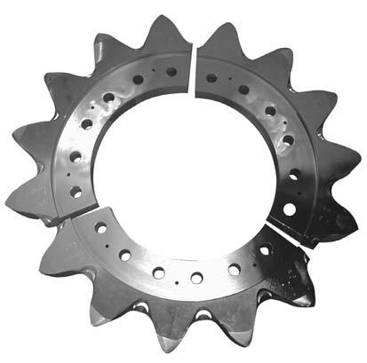 Segmental Rim Sprockets Segmental rim sprockets and traction wheels are split rings (two or more pieces) that generally fasten by bolting to a standard hub body.