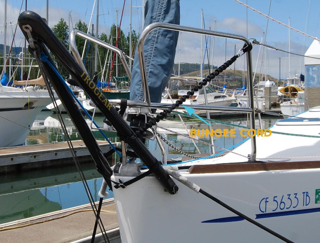 F) Rigging the Bowsprit: There are many ways to rig the Trogear Bowsprit. (For more rigging details, see our rigging example section online). 1.