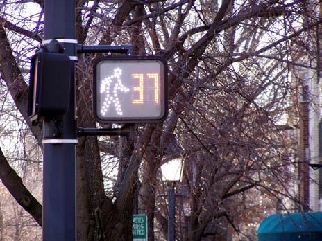 New countdown signals like the one pictured can be installed to show remaining time and increase a sense of safety when crossing wide streets.