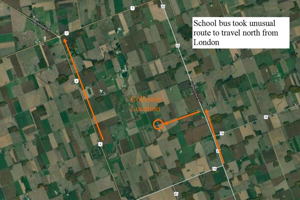 Figure 4: School bus turned left at Bryanston onto Twelve Mile