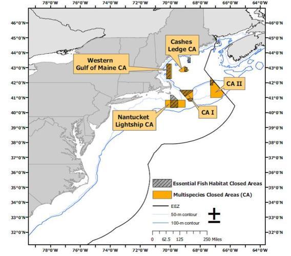 107 0.25 Minimal Mitigation The impacts of gillnets on the marine habitat are limited in part by rolling spatial closures, and by the multispecies closed areas indicated in figure 16.
