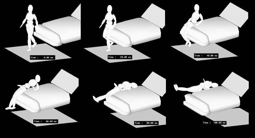 Figure 3 MADYMO simulation of the pedestrian accident A vehicle of the same make and model as that involved in the accident is obtained for each reconstruction.