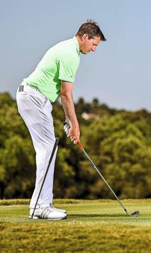 The club under your heel blocks any tendency to take the club back inside the line, a move that can cause an inside delivery and a