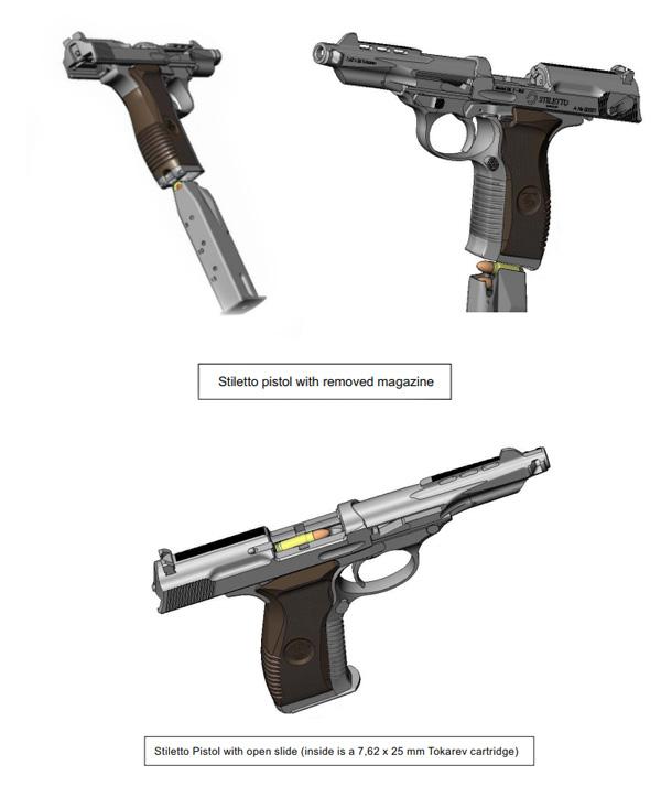 Initiatives and Projects Stiletto Systems Limited has developed the Stiletto Pistol, a semi-automatic pistol incorporating the blow back principle.