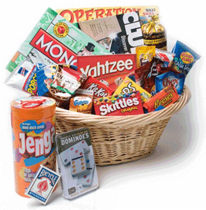 Mrs. Greenlaw s Class Baskets are: Family Game Night Basket Ideas: (Last Name A-F) Jenga Monopoly Uno Dominoes