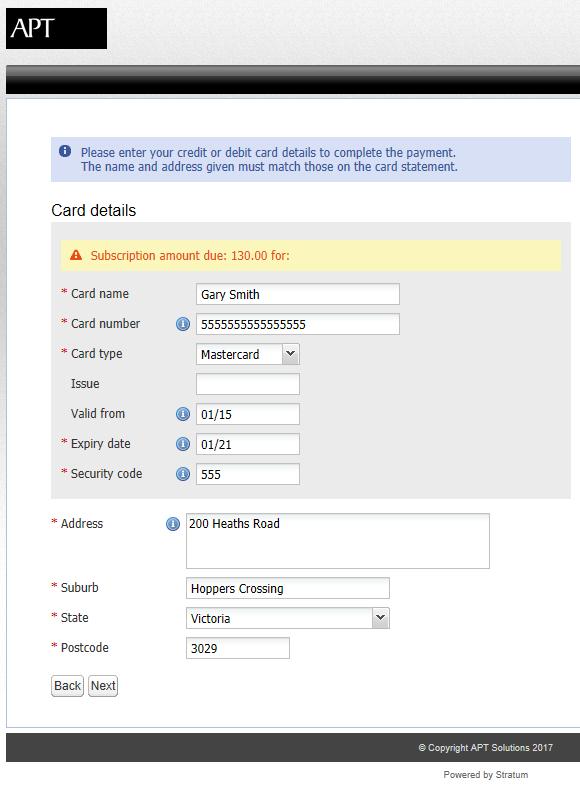 13. Card Details page Card Payment Confirmation Page. If all of the details are correct, click Take Payment.