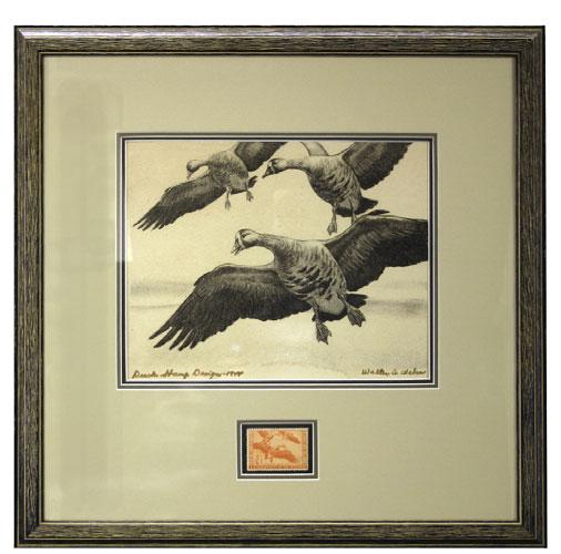 5010 5010 White-fronted Geese. Etching with design mirrored, signed Walter A.