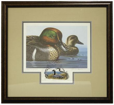 Multicolored print signed Martin Murk and numbered 4932/5800, pencil remarque at bottom right, attractively matted and framed, handsome signed print for the design of the $5.