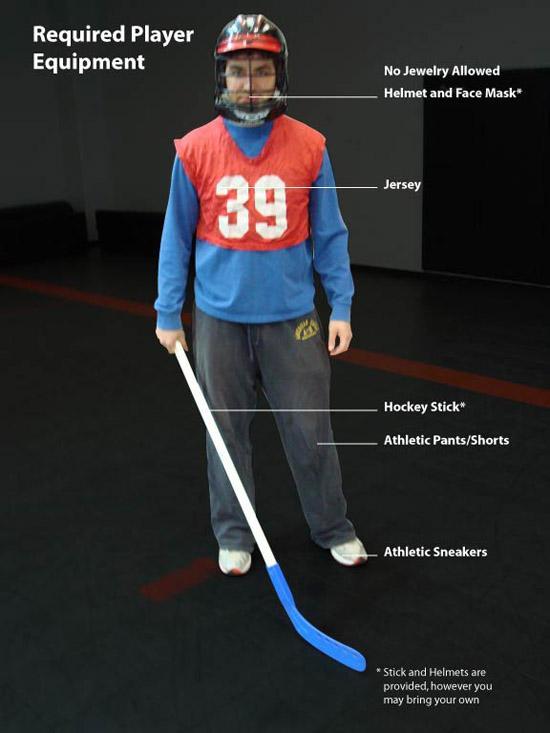 Required Player Equipment All players must wear a helmet with a full face shield.