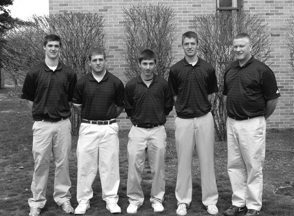 The 2008 Rhode Island College Men's Golf Team Left to right: John Reardon, Derek Jensen, Steven Zahn, Tim Davis, Head Coach Greg Gammell.