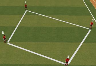 Rhombus can be created using full-back (no), centre midfielder (no8), wide forward (no7) and centre forward (no9).