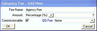 If the fee you have entered is commissionable, put a check next to it.