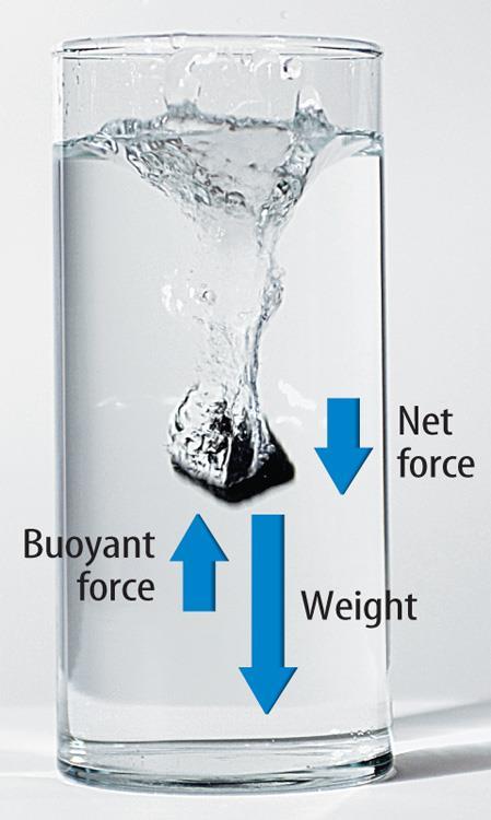 Sinking and Buoyant Force If the upward buoyant force is less than the object s weight, the net force on the