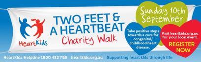 In recognition of the heart beginning to beat 21 days after conception, Two Feet & a Heartbeat is held on Sunday, 10th of September and is a 2.1 km Charity Walk on level ground.