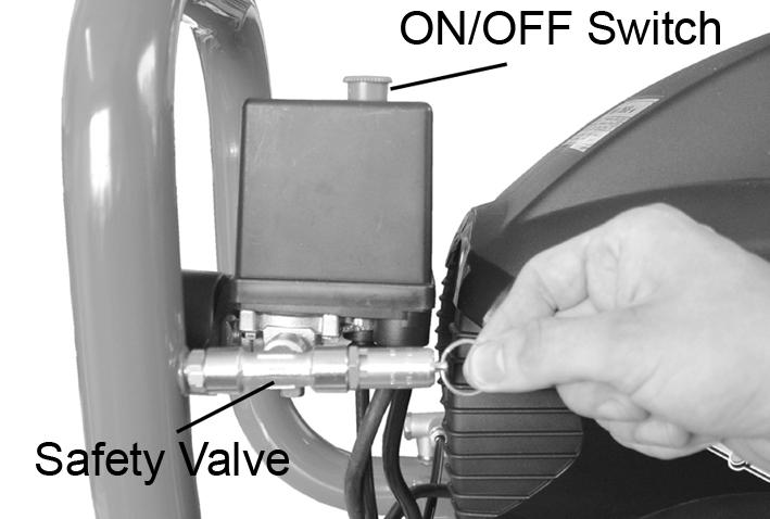 OPERATING INSTRUCTIONS STARTING THE COMPRESSOR 1. Pull the ON/OFF switch shown in Fig 5, upwards to start the compressor.