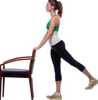 Challenge: Do this exercise using resistance bands. Hip March: 1) Sit upright and away from the back of the chair.