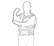 12. Select the correct hand signal for swing. horizontally with your index finger pointing in the direction that the boom is to swing.