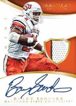 SIGNATURE PATCHES Riddled with NFL Hall of Famers, this insert features autographs paired with a prime swatch from the likes of