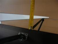 Measure the spreader rake by placing a sail batten (or something else) on the diamond wires, directly besides the spreader arm. Then measure the spreader rake with the tape measure.