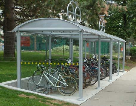 It is especially important on Main Streets and near destinations, such as in institutional, mixed-use, and commercial areas. Consider seasonal changes in demand for bicycle parking.
