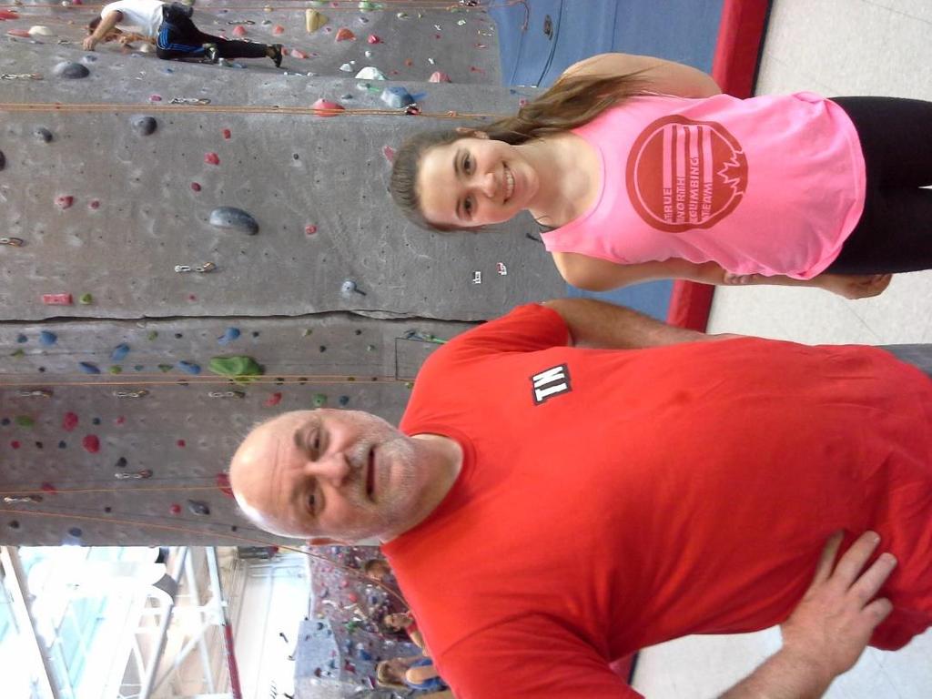 From left to right, True North Climbing Inc. Owner John Gross, and Indiana Indiana is a Grade 8 athlete who competes at the National and U.S level for indoor rock climbing.