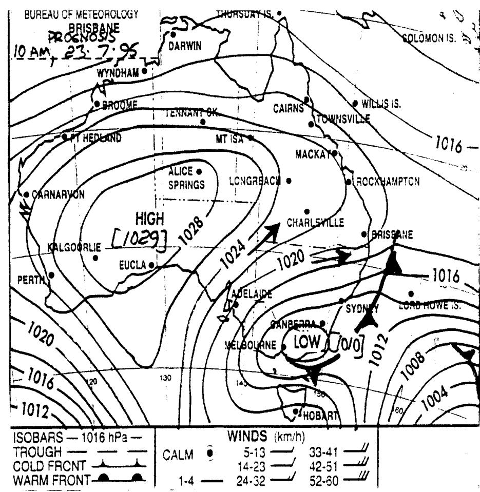 b) issued in the afternoon c) issued at other times Question 10 (1 Mark) The atmosphere in the vicinity of a high pressure area is called: a. an occluded front. b. an anticyclone. c. a cyclone.