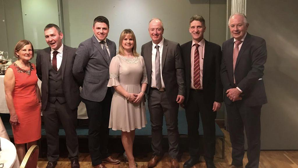 Nuachtlitir Cumann Fánaithe na Claise Vol 8 Issue 06 Cork County Board Chairperson Tracey Kennedy with representatives from each club in Valley Rovers at Dinner Upcoming Fixtures Lotto Results Sunday