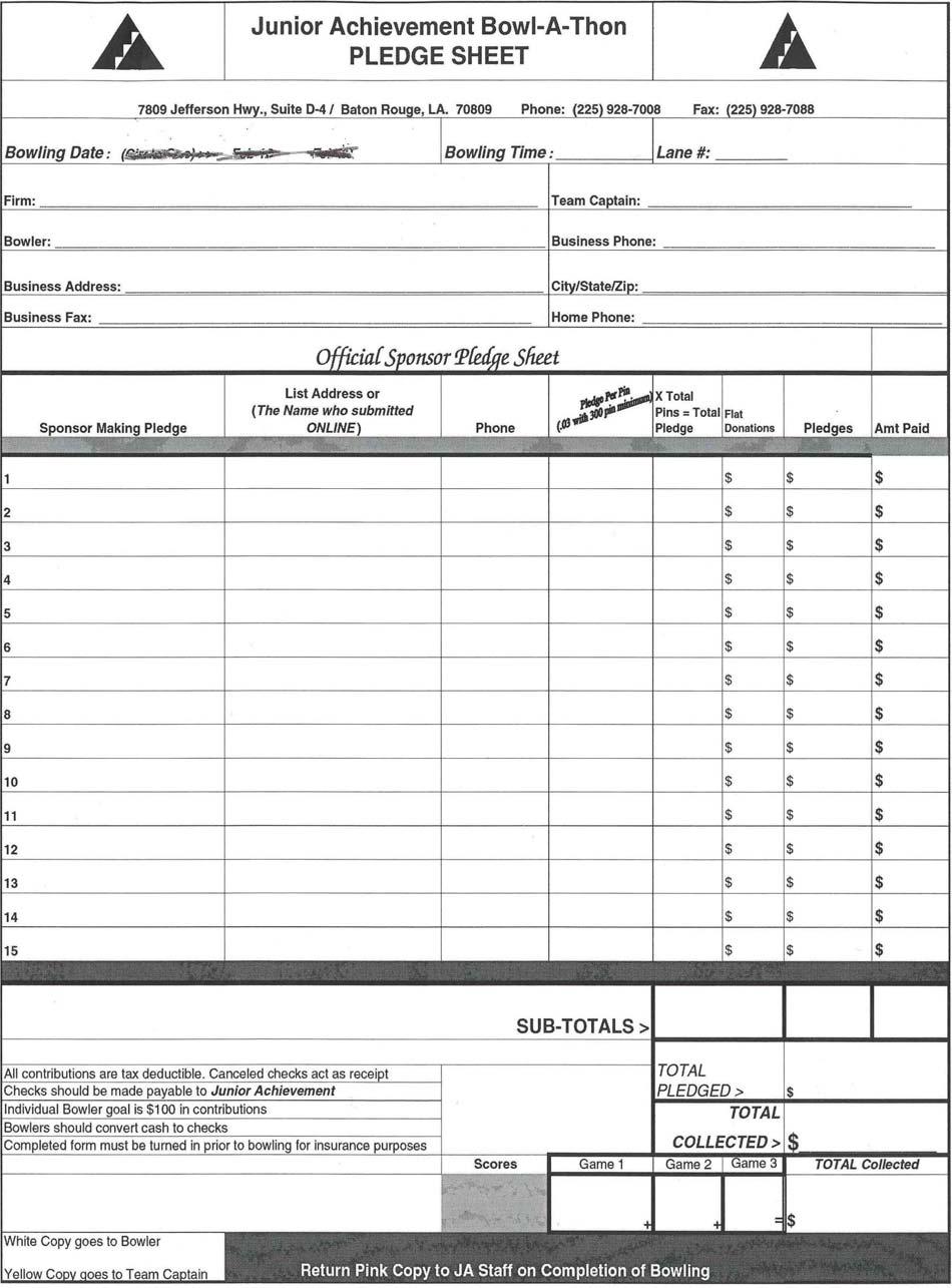Sample Pledge Form 2011 Junior
