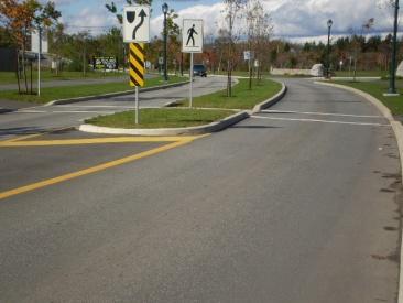 Street Narrowing Traffic Circle or Roundabout Narrowing a street puts roadside features such as curbing, sidewalks, trees, etc.