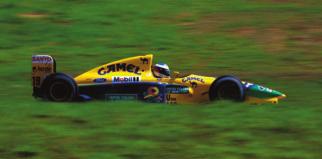 1992 Benetton B191B Formula One driver Michael Schumacher achieved his first two podiums by